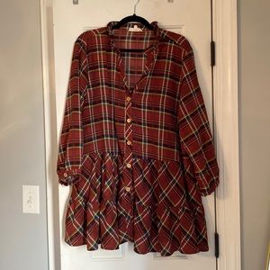 Chic soul plaid ruffle tunic